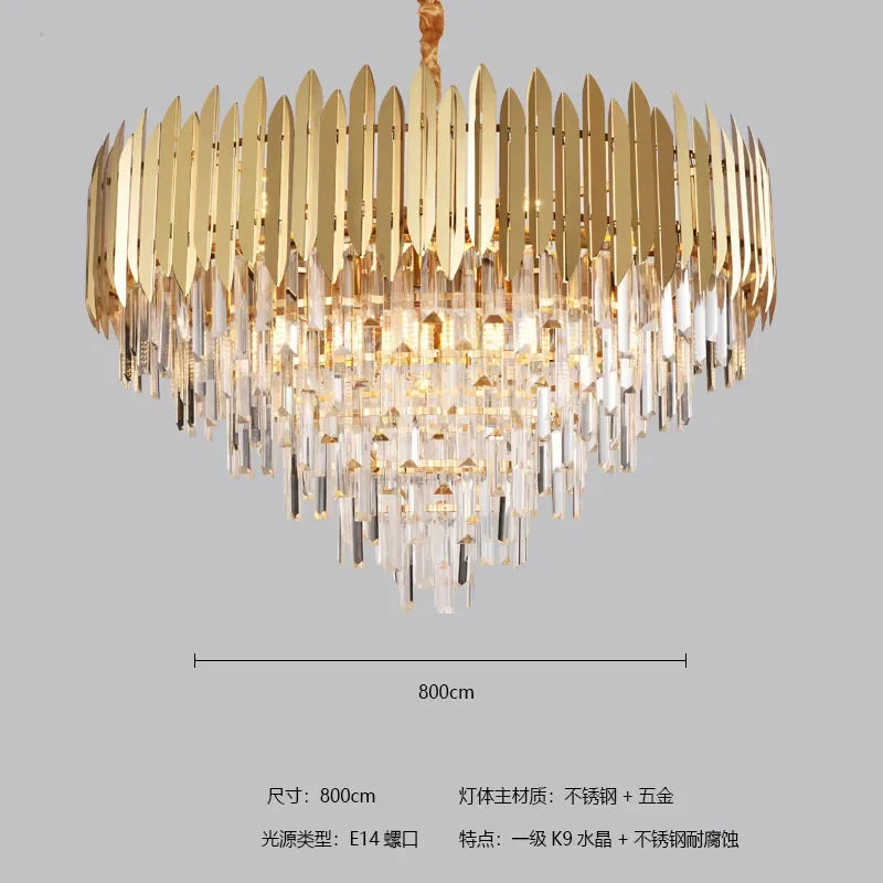 Crystal Chandelier LED Pendant Light Fixture for Luxury Living Room Décor
