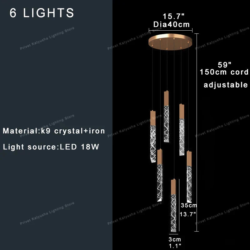 Crystal Circular Staircase Chandelier for Villa Duplex Foyer Decoration