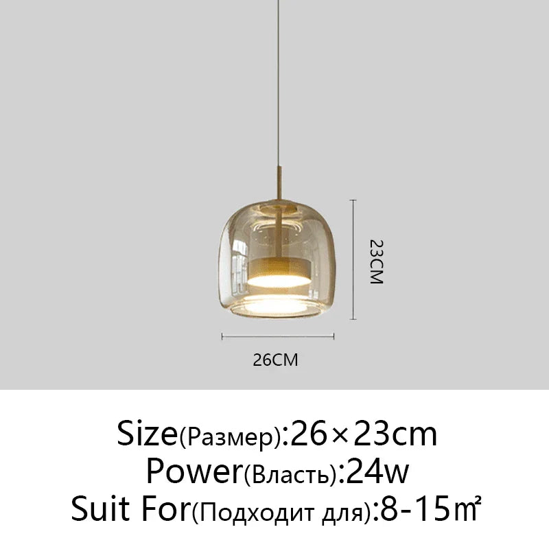 Glass Pendant Light: Nordic LED Hanging Lamp for Dining Room, Bedroom, Modern Decor