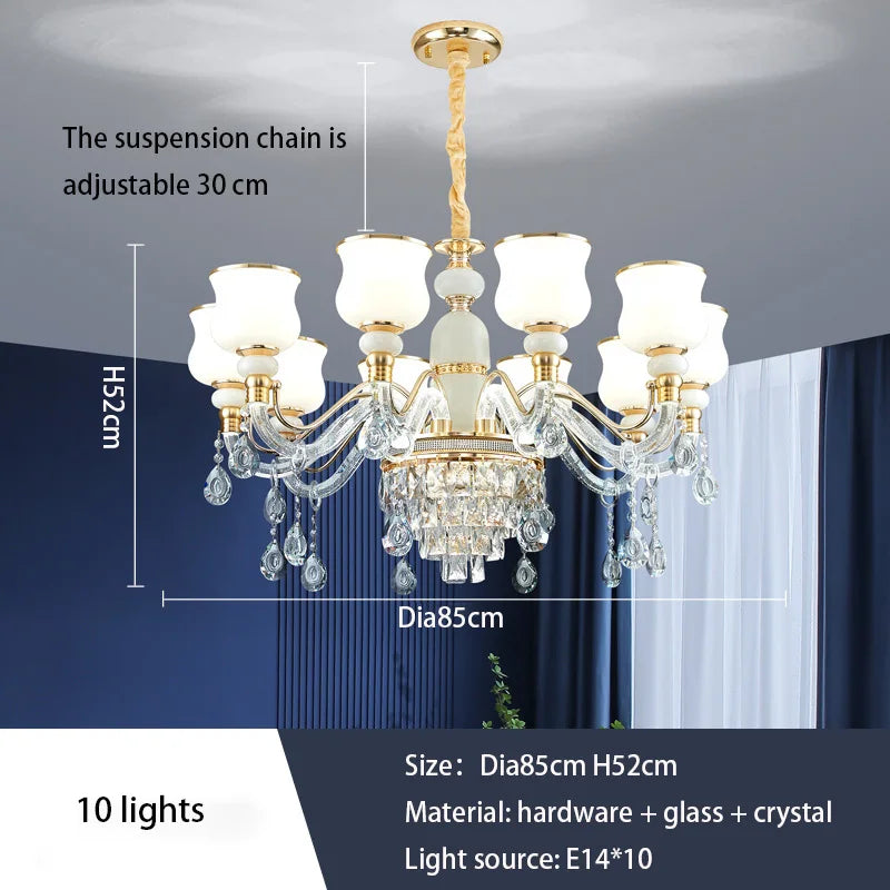 European Luxury Crystal Chandelier: Elegant Main Light for Living Room, Dining Room, Hall