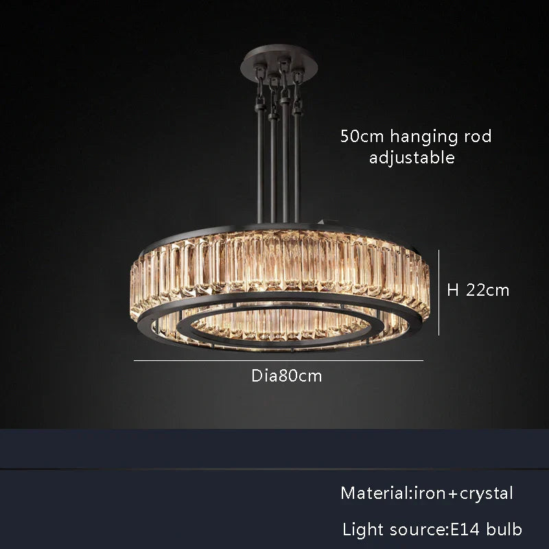 Gold Crystal Ceiling Chandelier LED Light Fixture for Luxury Home Decor