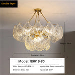 Pearl Crystal Chandelier for Dining Living Bedroom, Elegant French Shell Glass Light