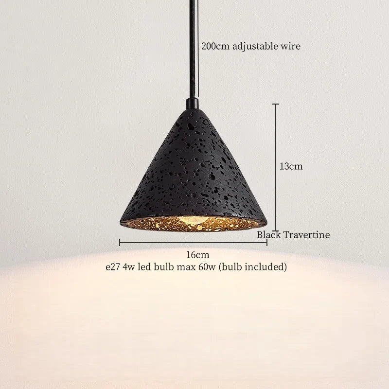 Yellow Travertine Stone LED Pendant Lamp - Vintage Hanging Lighting