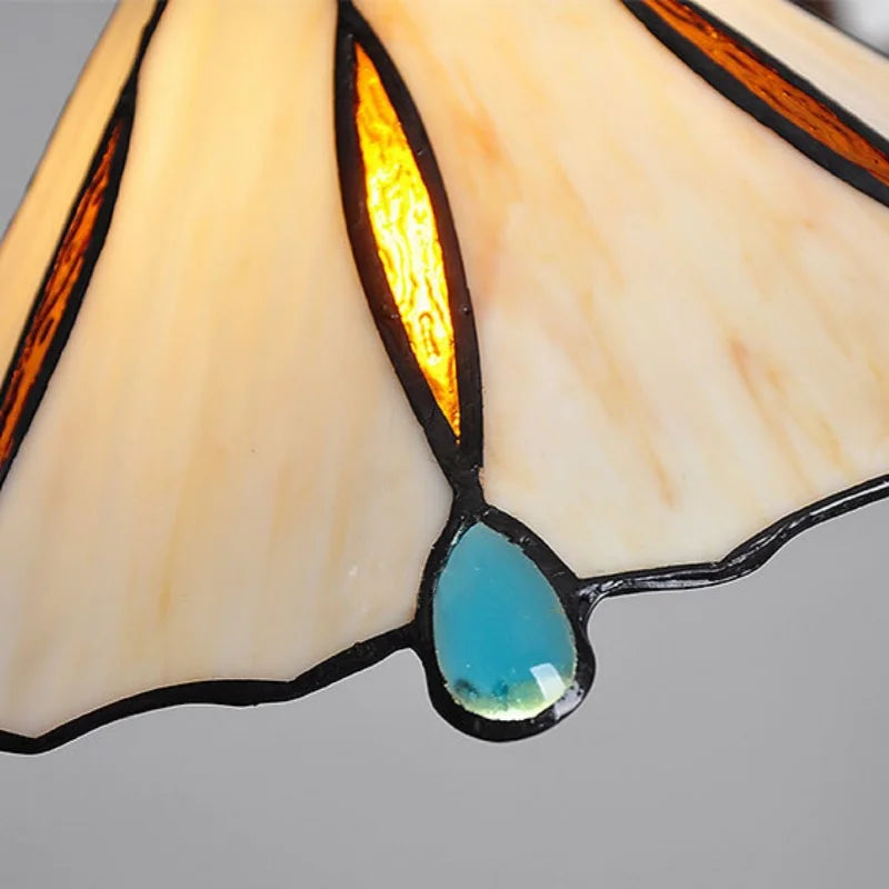 Tiffany Style Glass Copper LED Pendant Lights for Dining Room and Balcony