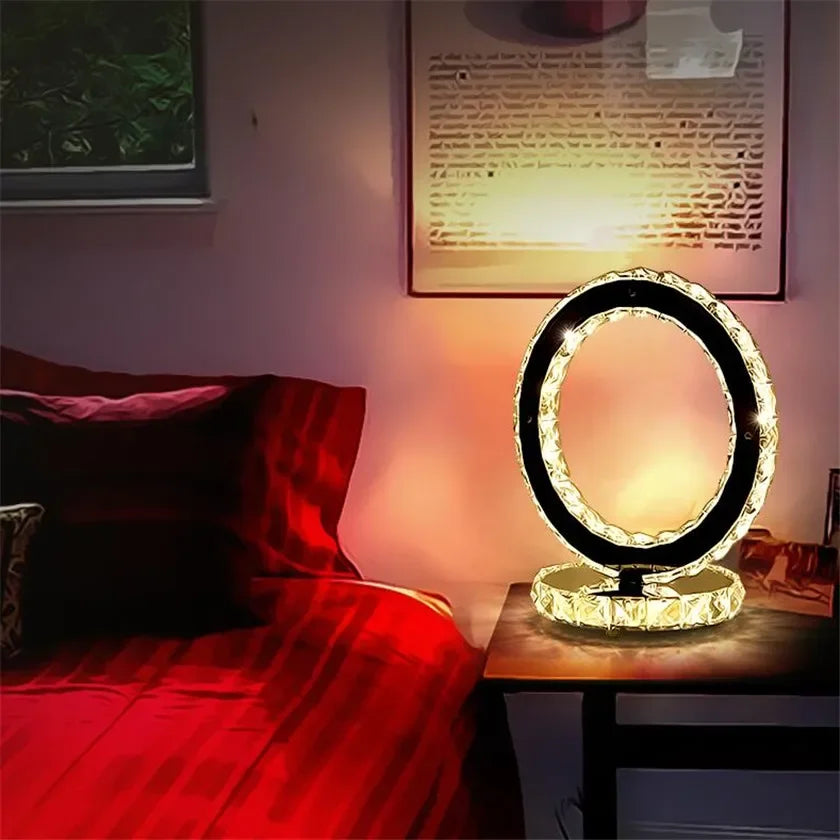 Modern LED Crystal Stainless Steel Desk Lamp for Bedroom and Outdoor Lighting