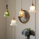Afralia™ Amber Glass LED Pendant Light Modern Nordic Hanging Lamp