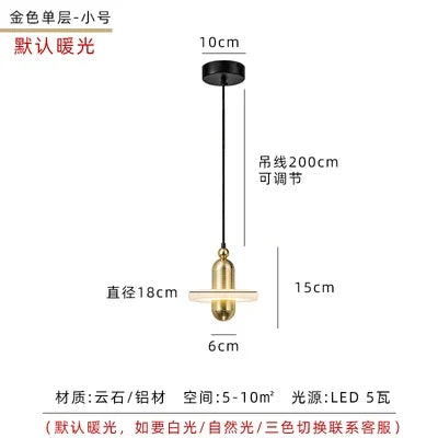 Nordic Marble Single Head Chandelier Luxury Lamps for Modern Restaurant & Bar