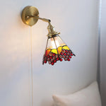 Glass LED Wall Light Tiffany Style Sconce, Pull Chain Switch, Colorful Design