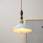 Afralia™ Ceramic Knob Switch LED Pendant Lamp, Nordic Walnut Wood Hanging Light Fixtures for Living Room