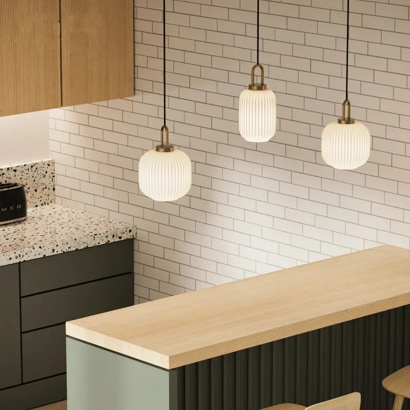 Glass Pendant Lights LED E27 Retro Luxury Hanging Fixtures for Dining Room