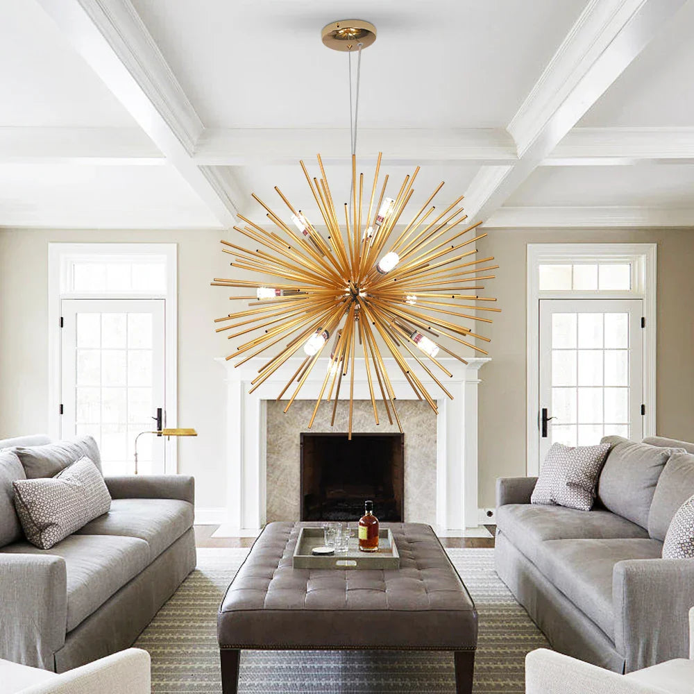 Aluminum Dandelion Pendant Light: Modern Sputnik Hedgehog LED Chandelier for Living & Dining Room