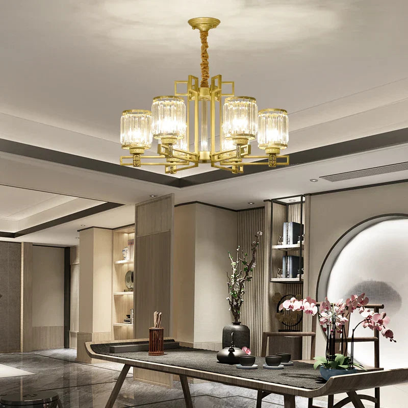 Crystal Chandelier: Elegant Chinese Style Lighting for Living Room, Bedroom, and Study