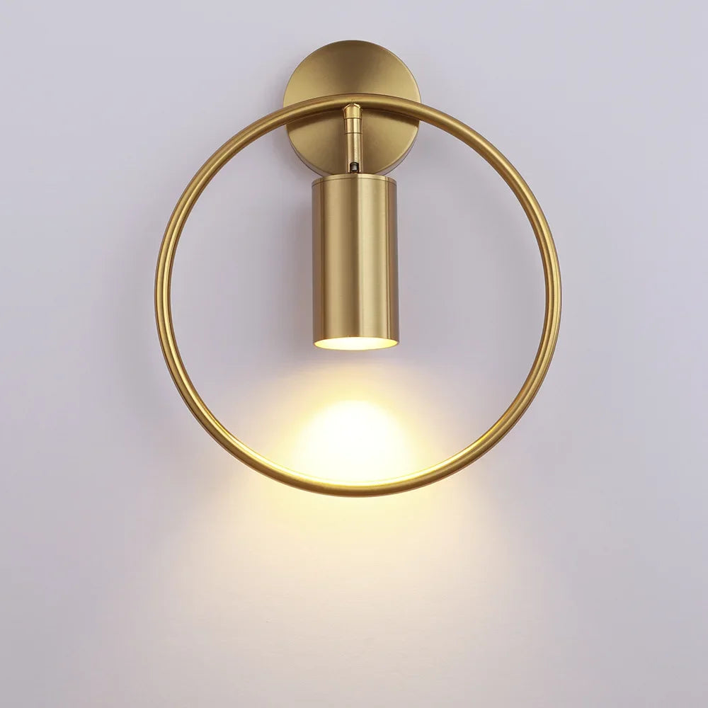 Adjustable LED Brass Gold Ring Wall Sconce Light for Home Hotel Bar