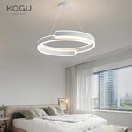 Black White LED Ring Chandelier Pendant Lights for Home Indoor Decor