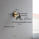 Glass Bedside Sconce: Modern Nordic LED Wall Light with Pull Chain Switch