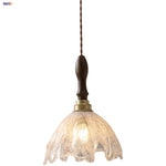 Nordic LED Pendant Light | Modern Walnut Wood Glass Hanging Lamp