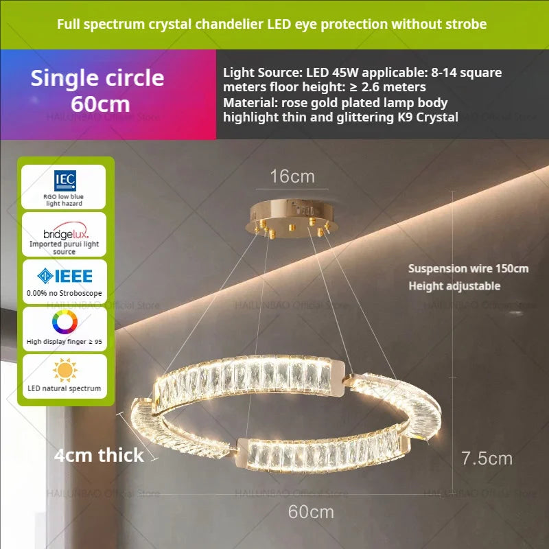 Light Luxury Crystal Chandelier for Elegant Living & Dining Atmosphere