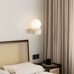 Natural Stone Wall Sconce with Glass Lampshade and LED Light