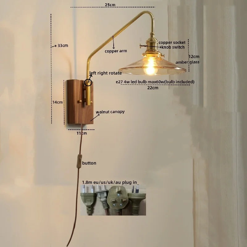 Copper Ceramic LED Wall Lamps Modern Style for Bedroom Living Room Bar