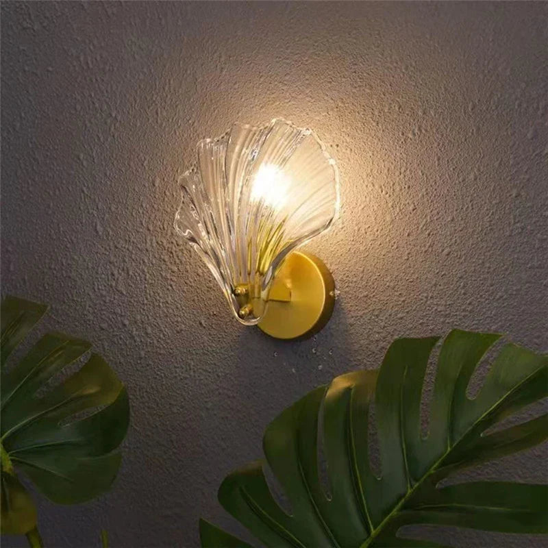 Shell Glass LED Wall Lamp for Home Decor and Bedroom Lighting