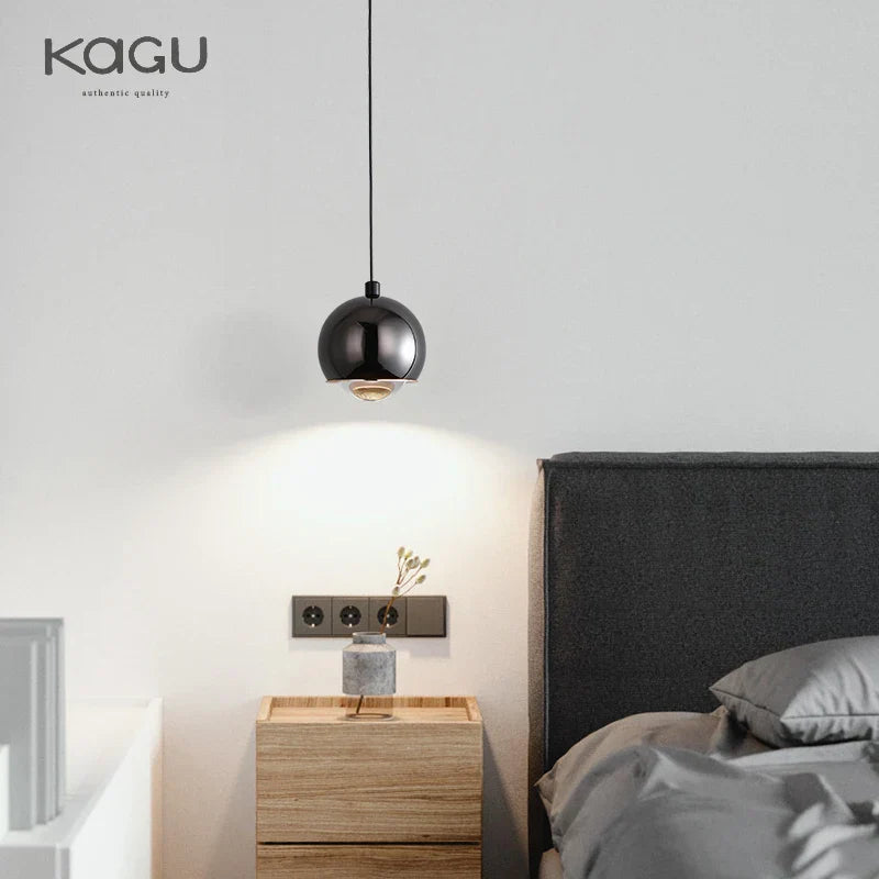 Gold Metal Luster Pendant for Bedside & Kitchen Island - Minimalist LED Hanging Light
