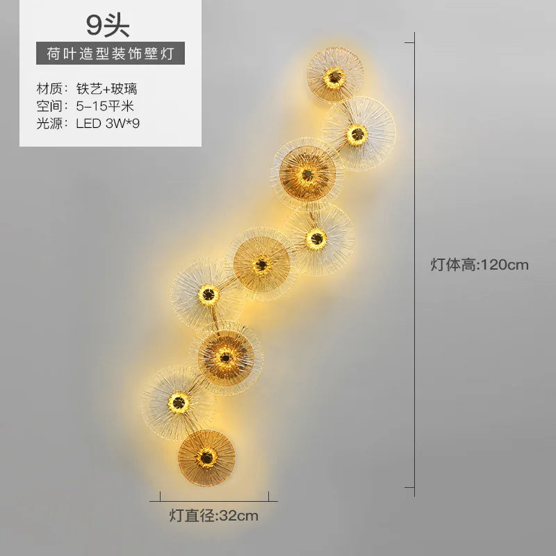 Round Glass Metal Wall Sconce Light for Bedroom Decoration