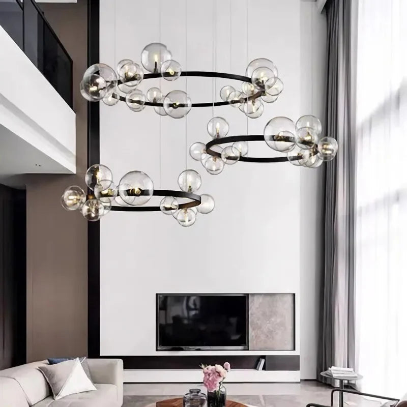 Glass Ball LED Chandelier: Modern Nordic Style for Living, Dining, Kitchen, Study