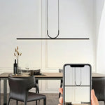 Black LED Ceiling Chandelier for Dining Room Kitchen Island - Modern Hanging Fixture