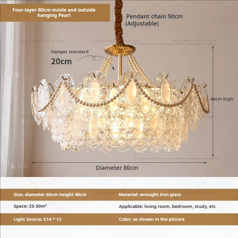 Cream Wind Crystal Chandelier - Elegant French Design for Luxury Living Spaces