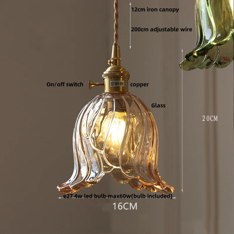 Amber Glass LED Pendant Light Fixture Modern Home Lighting Plafond Lamp