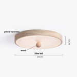 Yellow Travertine Stone LED Ceiling Lamp with Wood Canopy