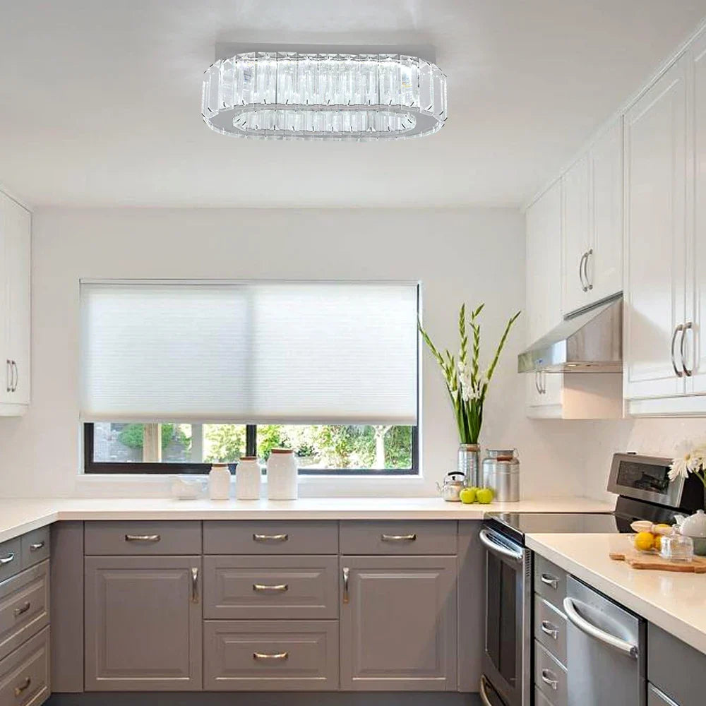 Modern Crystal Oval LED Ceiling Chandelier for Living Room, Dining Room, Bedroom