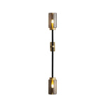 Smokey Gray Glass Linear Brass LED Wall Lights
