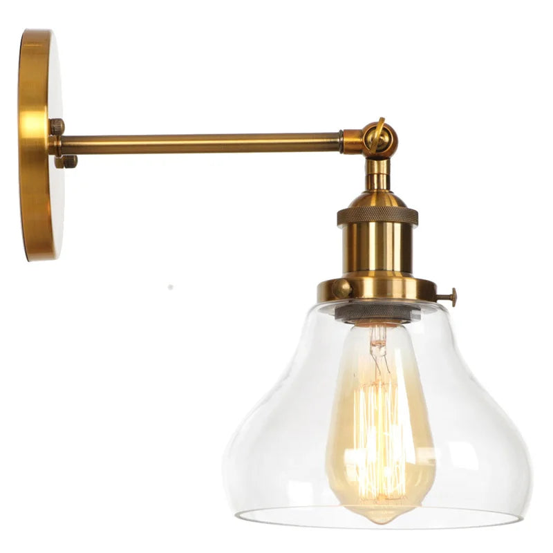 Afralia™ Gold LED Wall Sconces Iron Loft Retro Home Bedroom Lamp