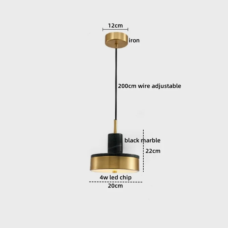 Marble Copper LED Pendant Light - Modern Hanging Lamp Chandelier