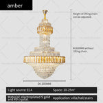 Round Villa Crystal Chandelier Modern Luxury Staircase Light Atmospheric Foyer Dining Room