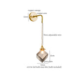 Afralia™ Grey Glass LED Wall Lamp Bedroom Living Room Loft Modern Copper Wandlamp