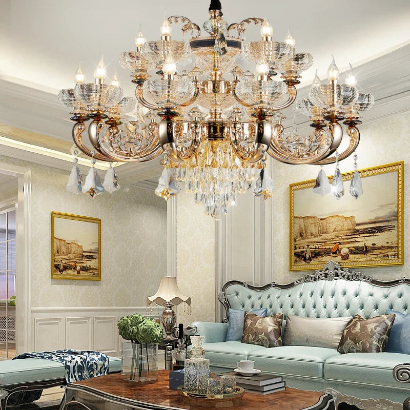 Crystal Candle Chandelier for Home Living Room Dining Bedroom