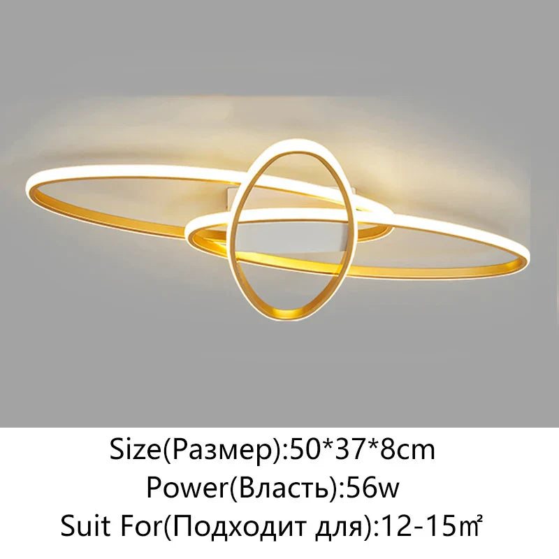 Oval Black LED Ceiling Light for Living Room, Bedroom, Kitchen, and Study