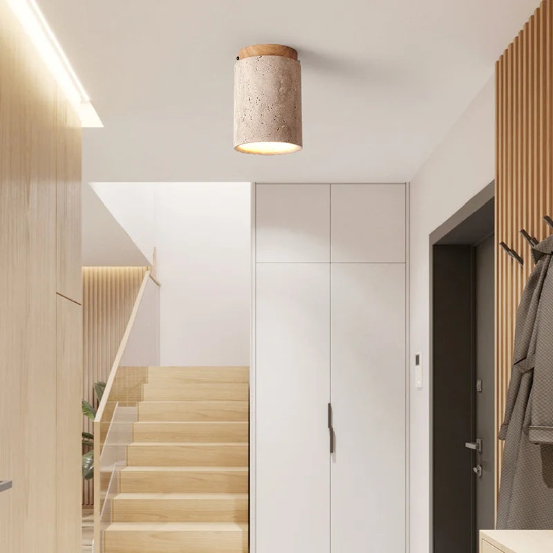 Travertine Stone Ceiling Downlight with E27 Bulb