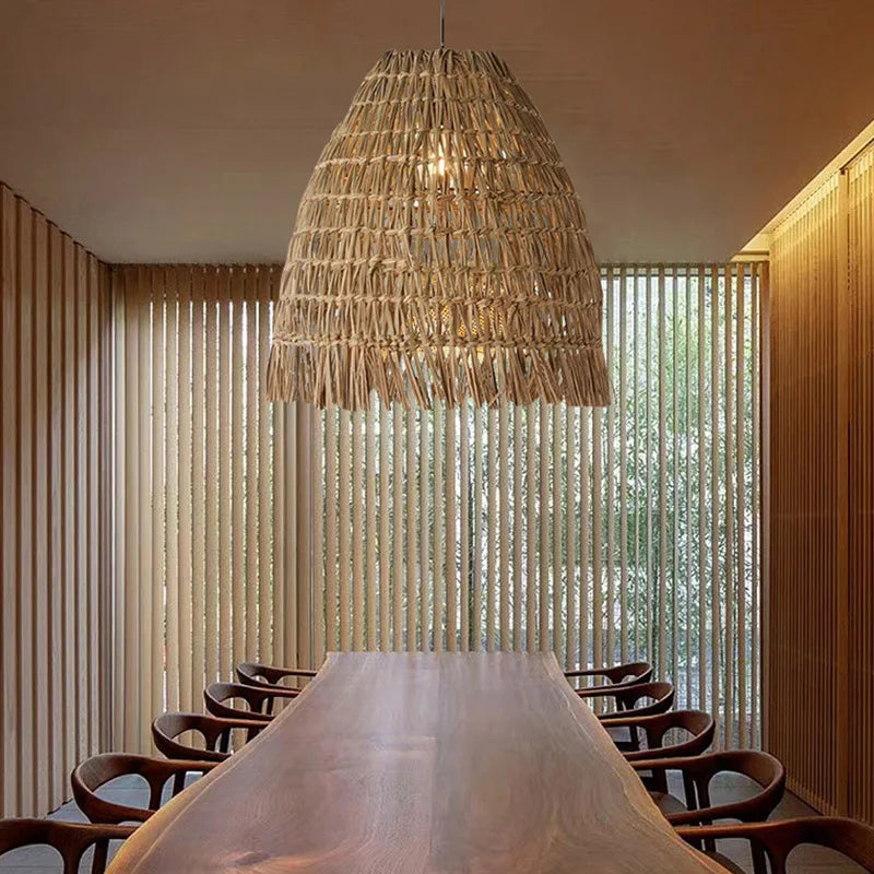 Rattan Weave Pendant Light - Handcrafted Wicker Chandelier for Home Decor