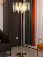 Crystal Gold LED Floor Lamp: Nordic Luxury for Living Room & Bedroom