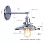 Vintage LED Pull Chain Wall Lights, Industrial Retro Iron Aisle Bedside Lamp