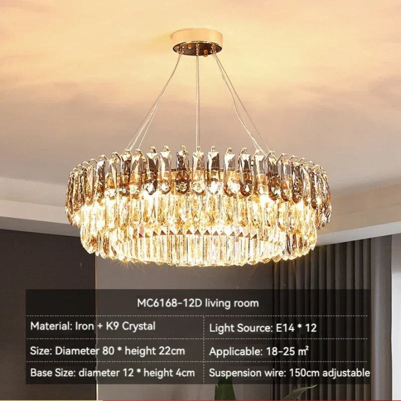 Gold Crystal Chandelier: Luxury Lighting for Dining Living Bedroom Kitchen Island