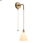 Nordic LED Wall Lamp Pull Chain Copper Glass Stair Light Sconce