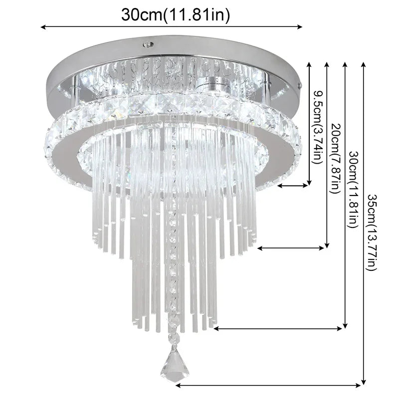 Crystal Raindrop Chandelier LED Ceiling Light for Dining Living Bedroom
