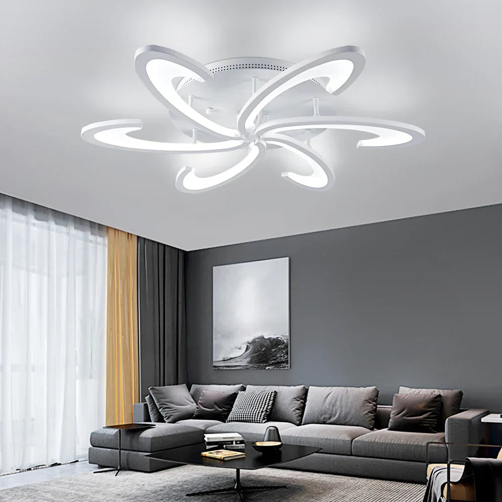 Flower Ceiling Lamp: Modern Chandelier Acrylic RC Dimming Pendant Light Fixture
