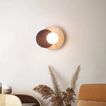 Nordic Stone Wood Wall Sconce Light Fixture for Bedroom, Wabi-sabi Design