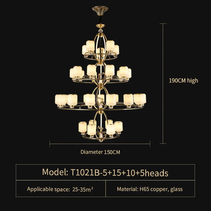 Luxe Jade Chandelier for Living Room and Villa Hall