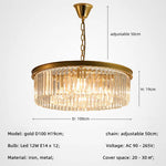 Gold Black Metal Crystal Pendant Lights Chain Hanging LED Suspension Lamp Fixtures